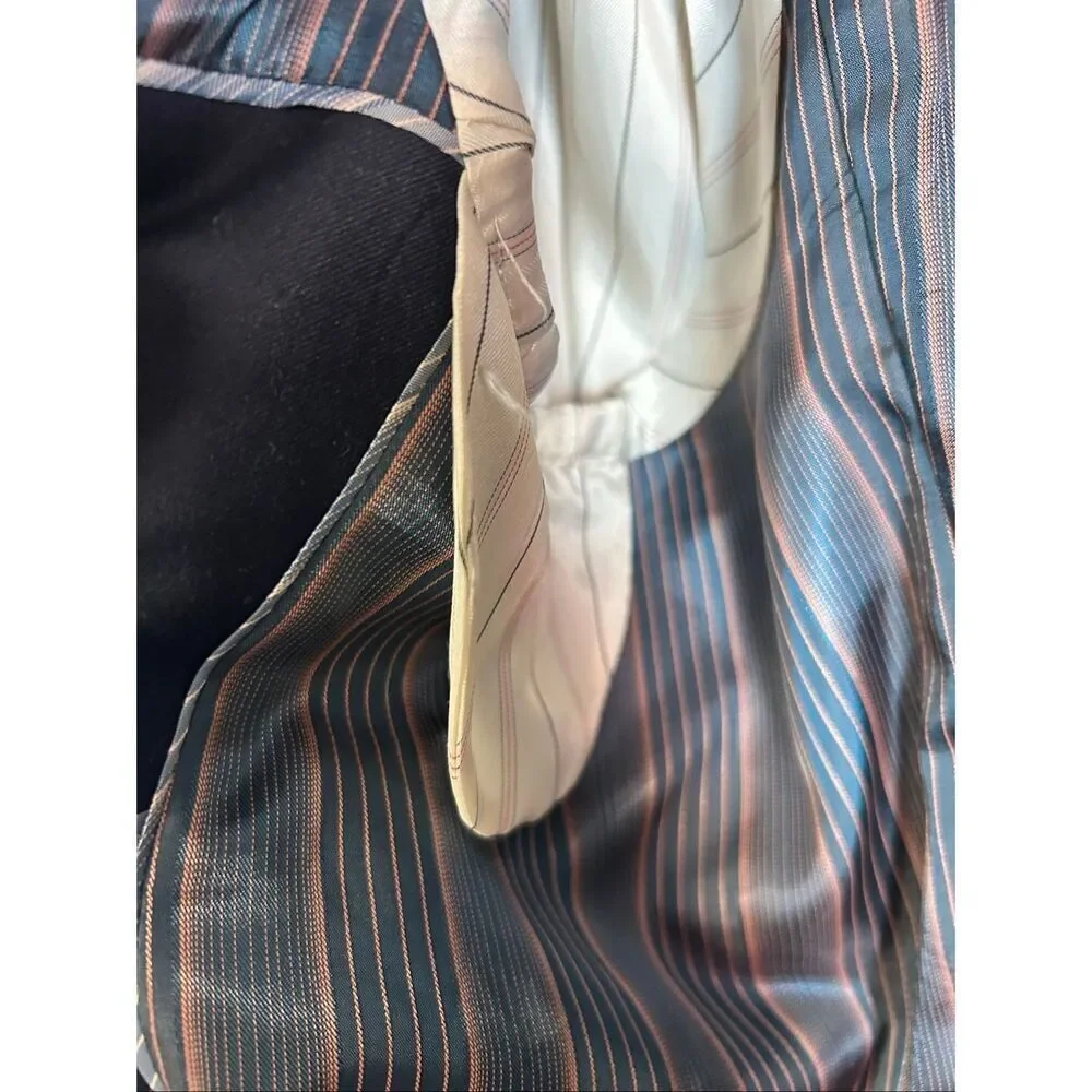 Caravelli Navy Blue Suite 60L 56W Jacket and Pants Small Hole in back of leg as